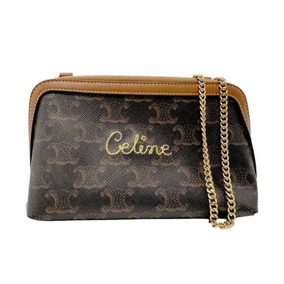 Auth CELINE Shoulder Bag Brown PVC coated canvas authentic - Picture 1 of 15